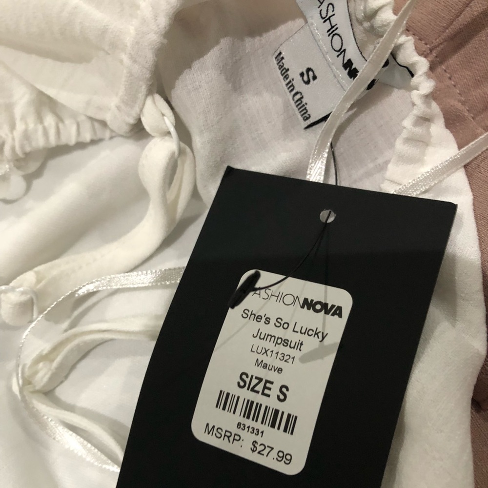 White/blush Fashion Nova jumpsuit